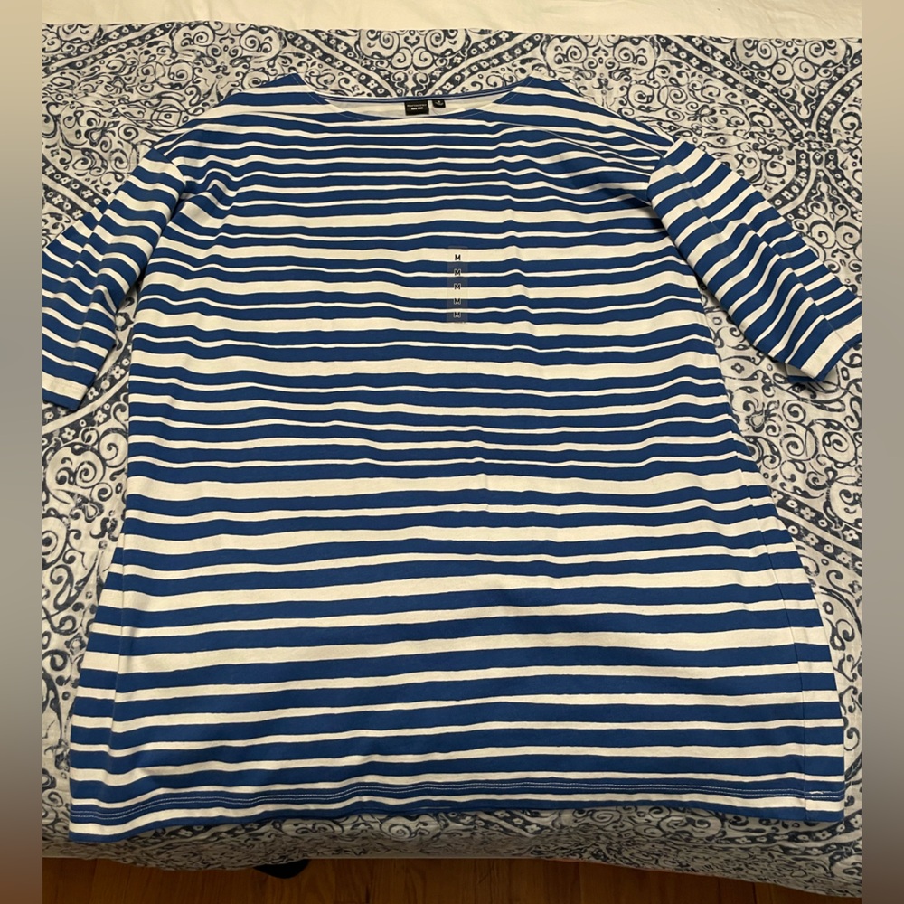 Marimekko for Uniqlo blue striped tunic